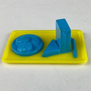 Barbie Toy Accessory Yellow Food Meal Tray Blue Juice Box Straw Sandwich Cookies